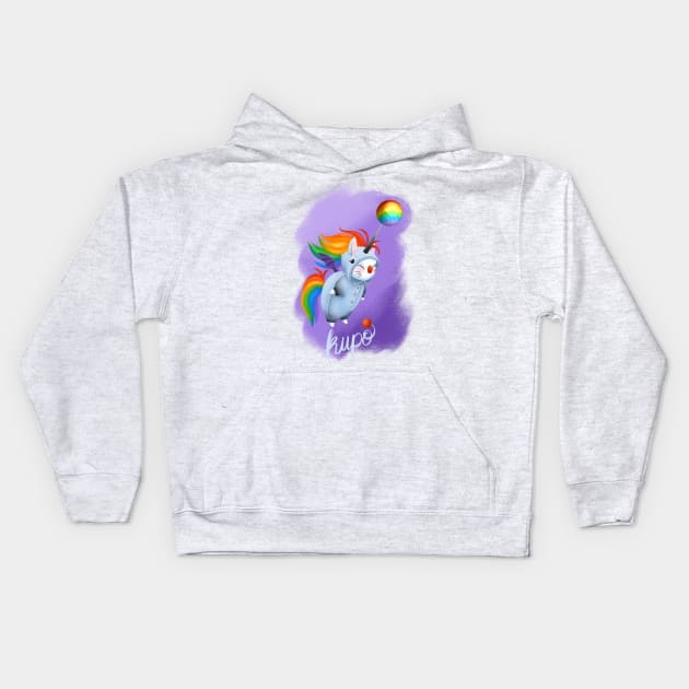 Say Kupo! A cute moogle dressed as a the (rainbow) Unicolt minion from Final Fantasy 14 Kids Hoodie by SamInJapan